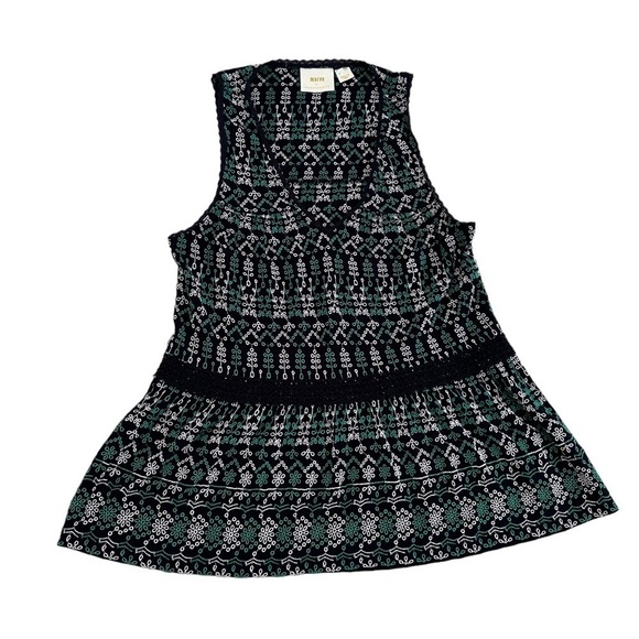 ANTHROPOLOGIE Maeve Cammie Embroidered Eyelet Peplum Tank Top Size Medium - Picture 10 of 17